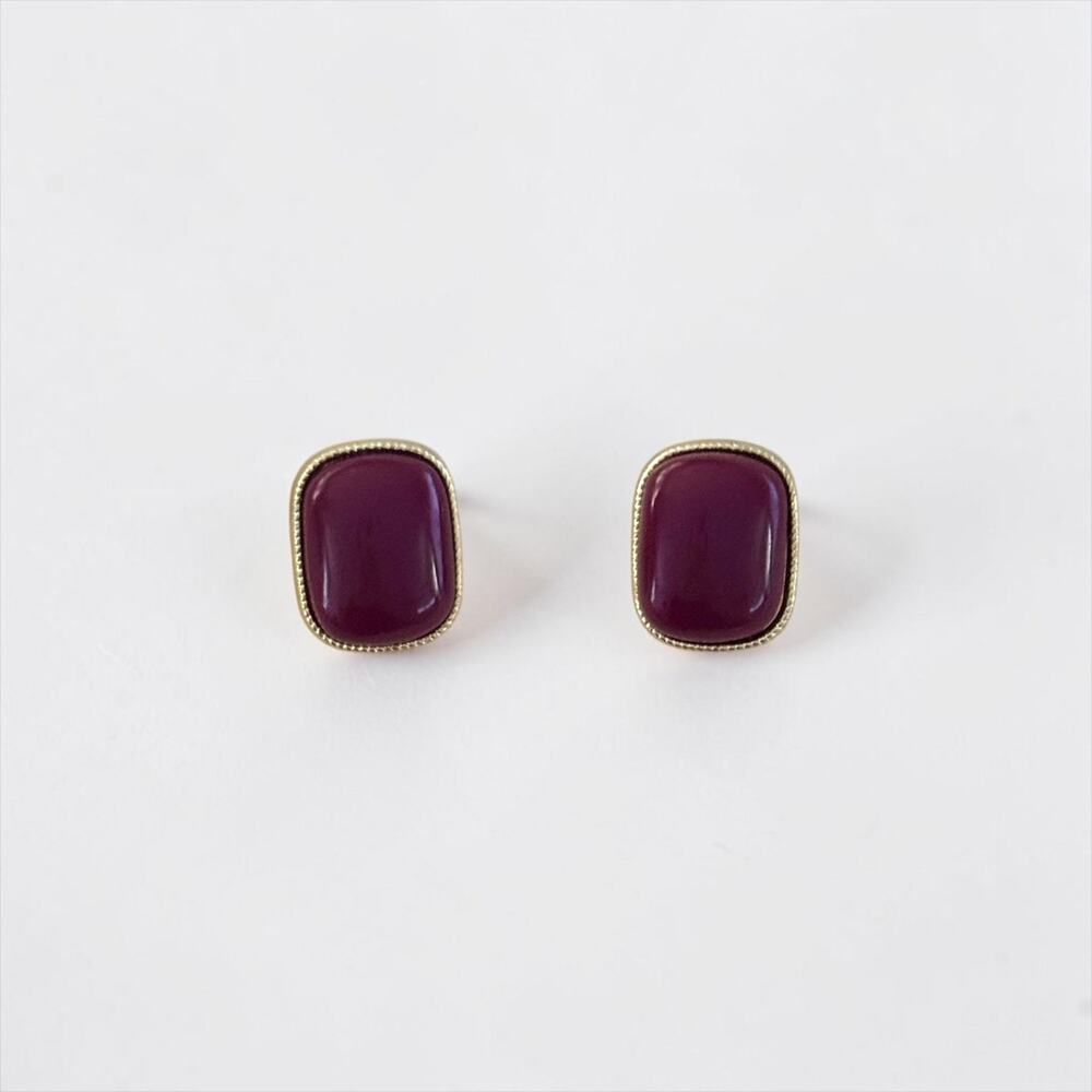 Burgundy Geometric Stud Earrings